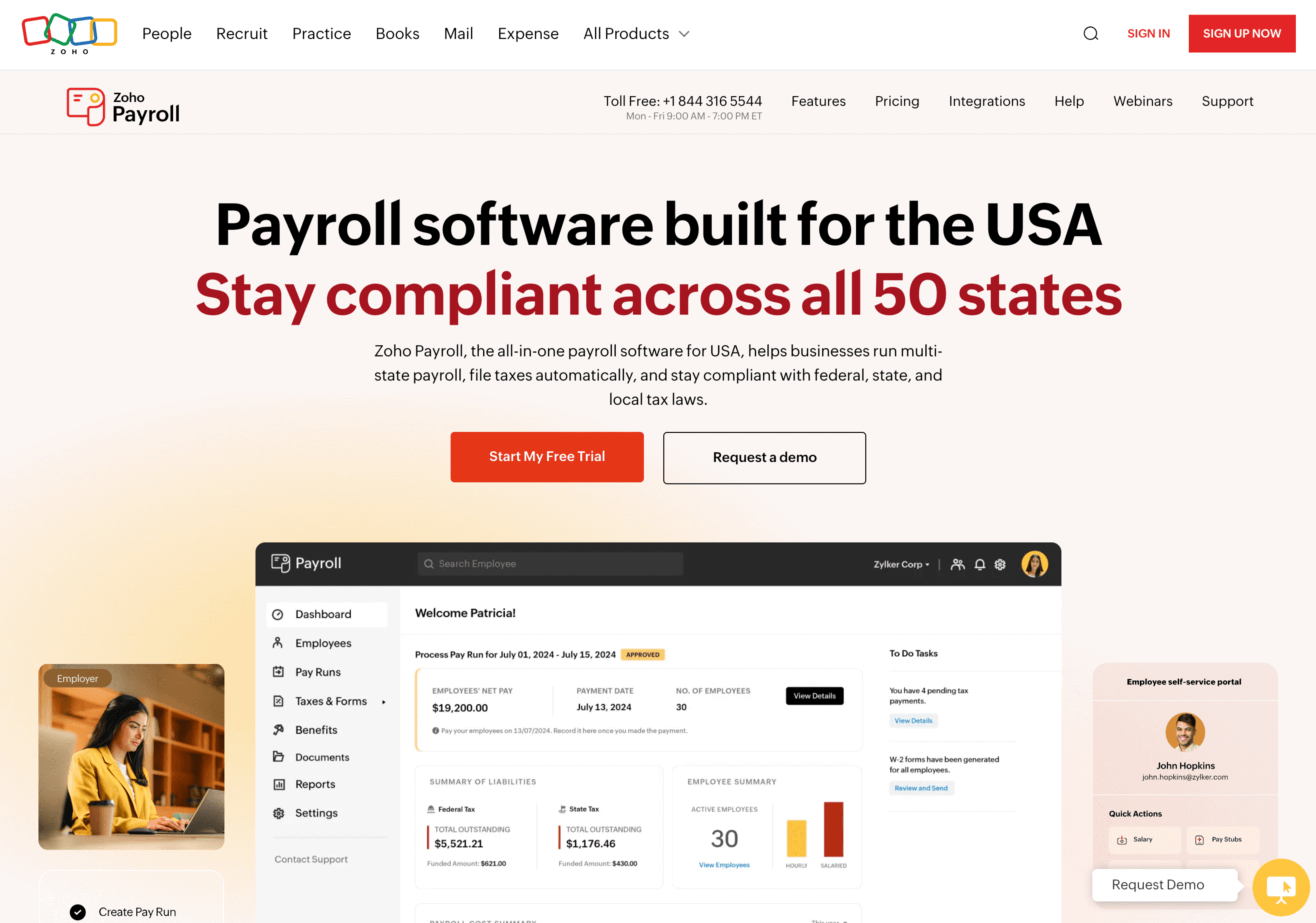Sign Up or Start a Free Trial of Zoho Payroll