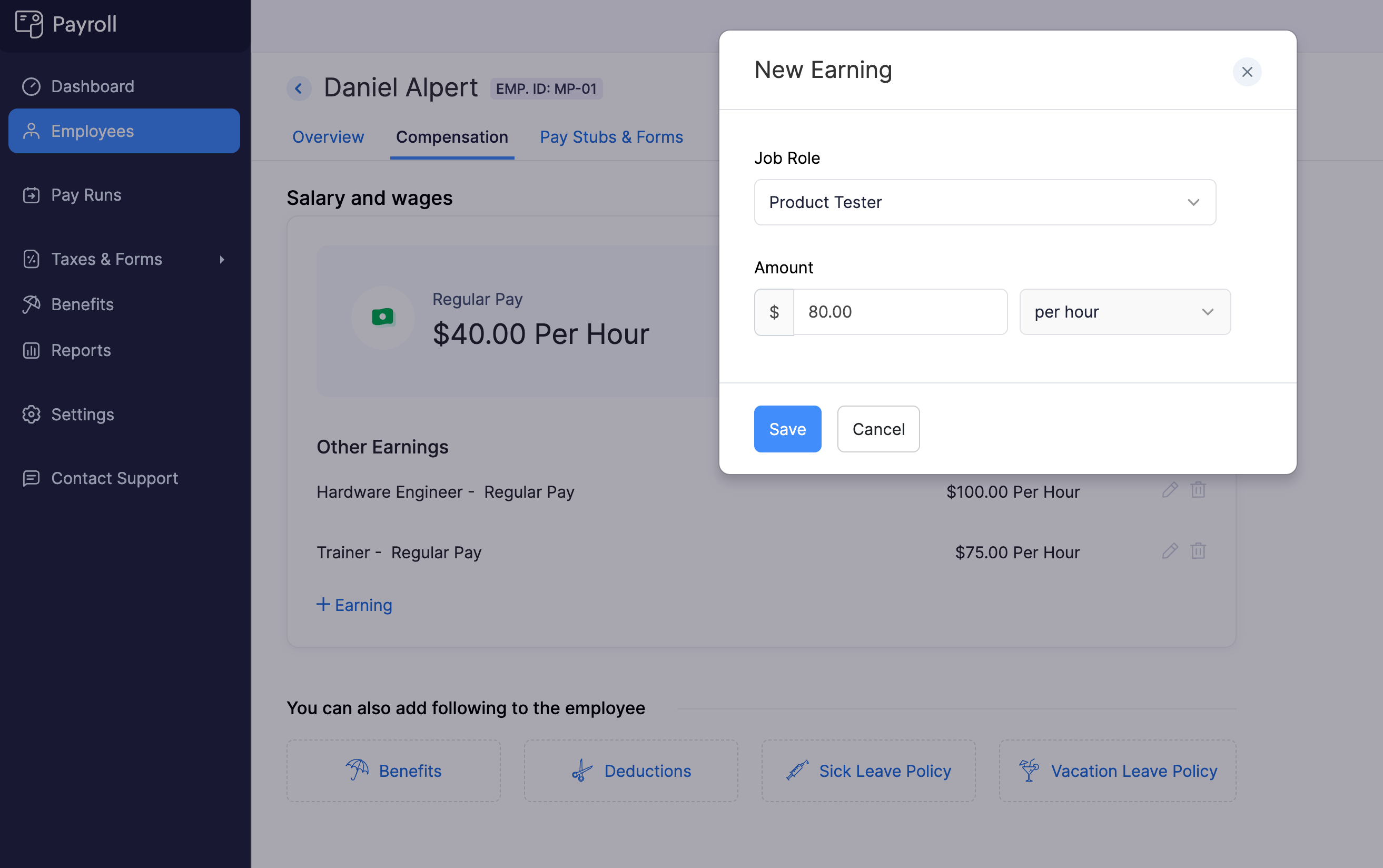 New Earning Rate for Your Employees in Zoho Payroll