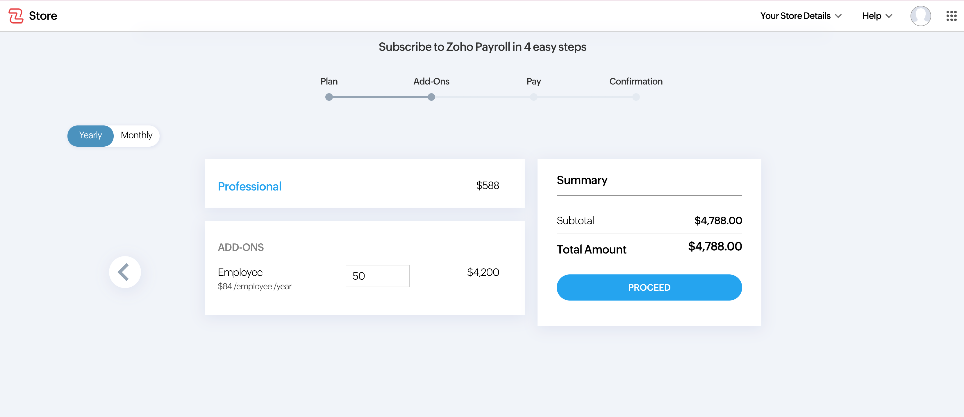 Purchase Employee Units as Add-Ons in Zoho Payroll