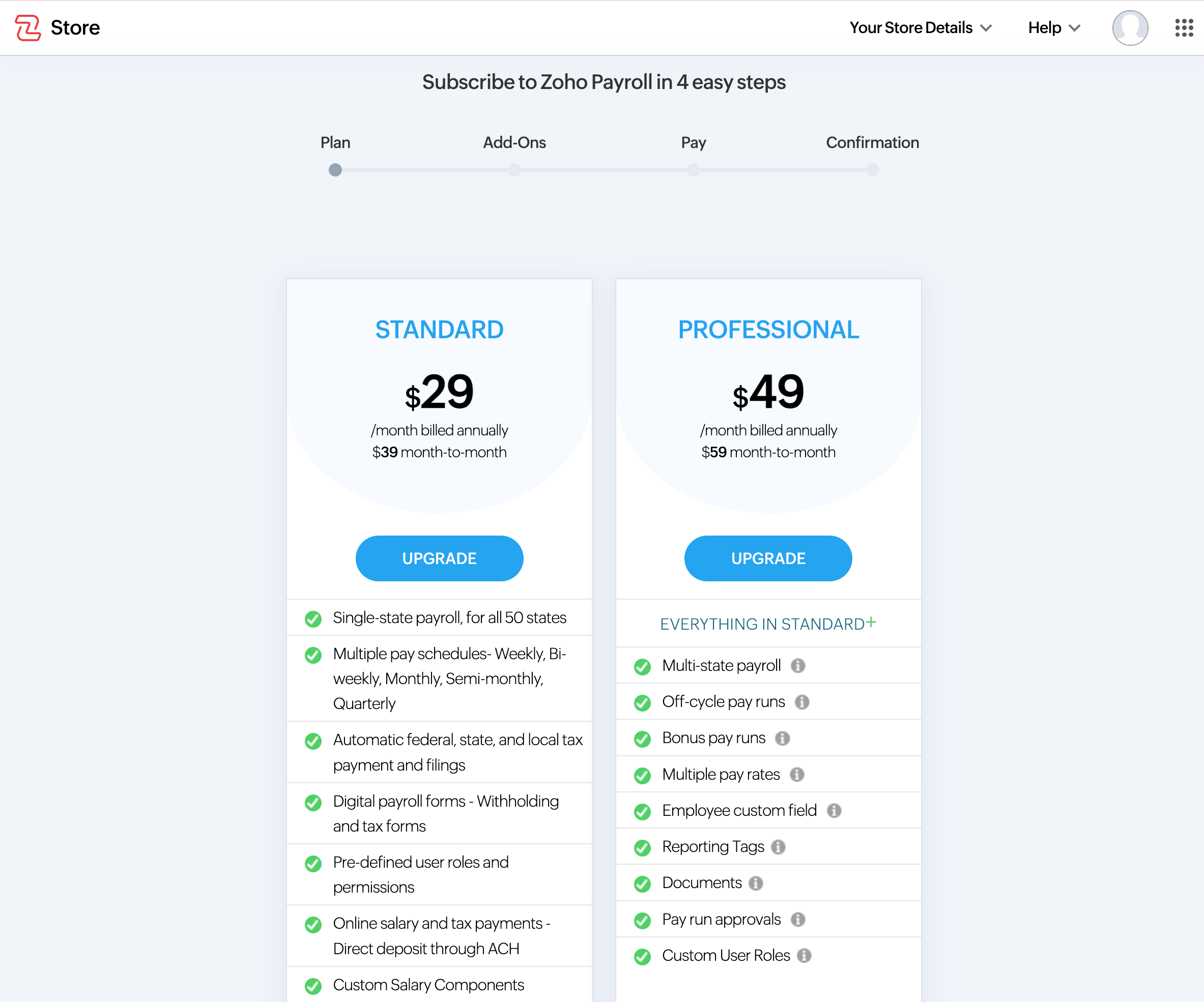 Upgrade Your Account in Zoho Payroll