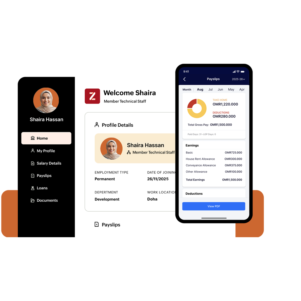 Image showing the employee portal view of Oman payroll software