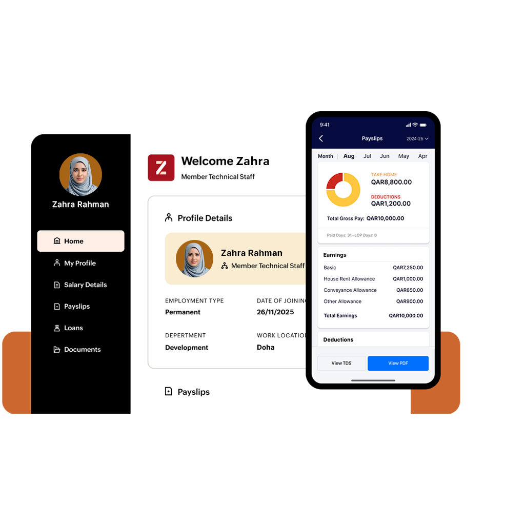 Image showing the employee portal view of Qatar payroll software