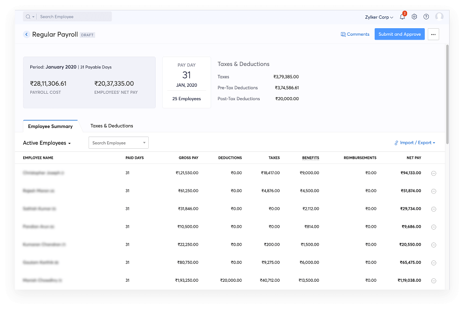 Zoho Payroll: Pay employees on time