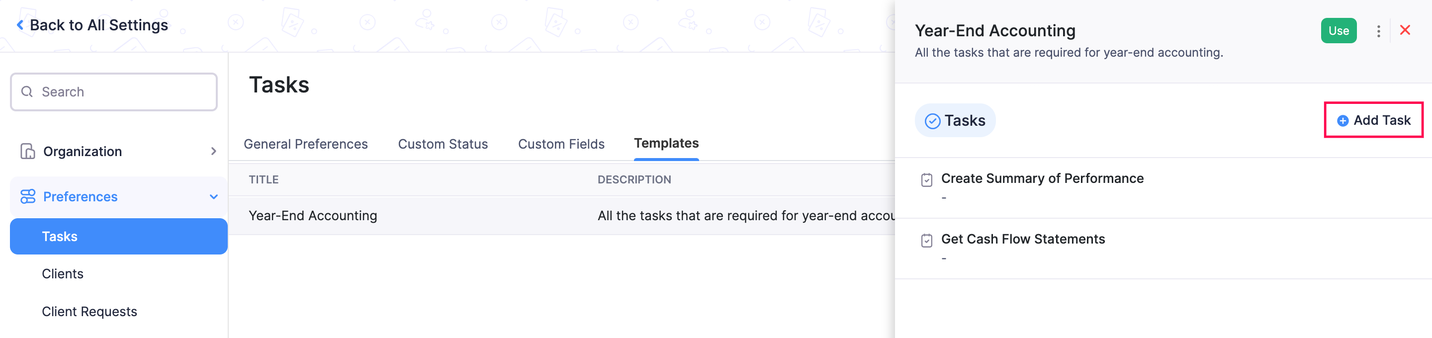 Add Tasks to Template