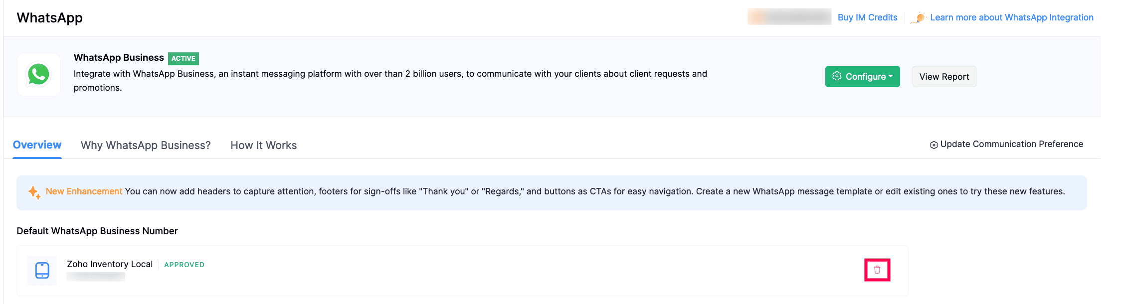 Change Default Phone Number
