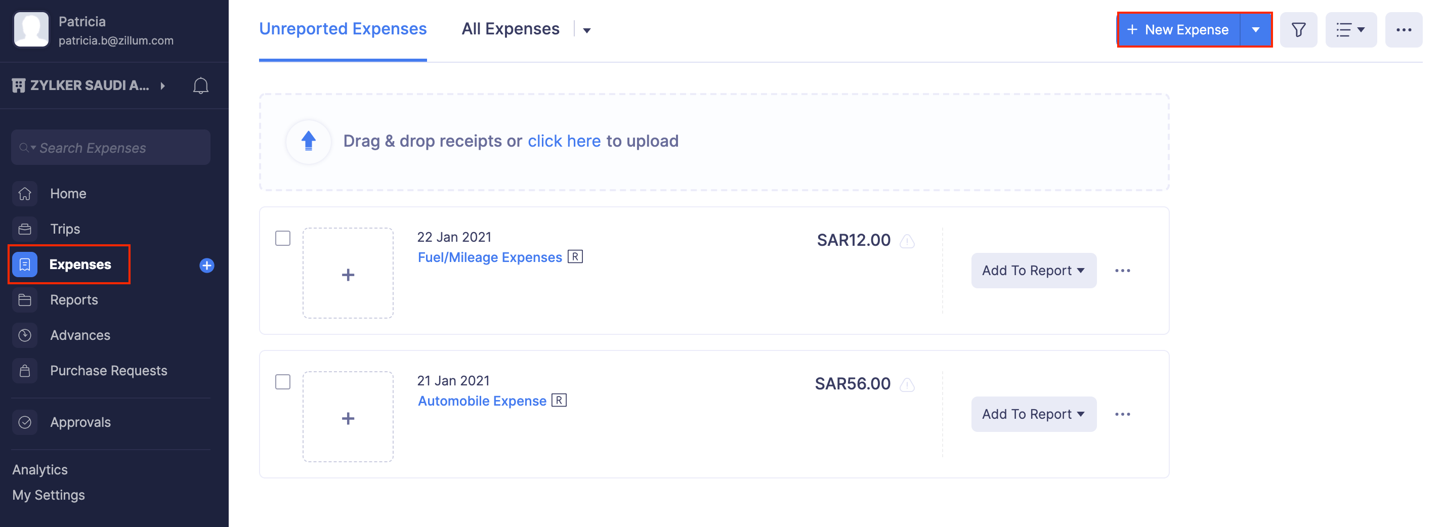 Apply VAT to Expenses