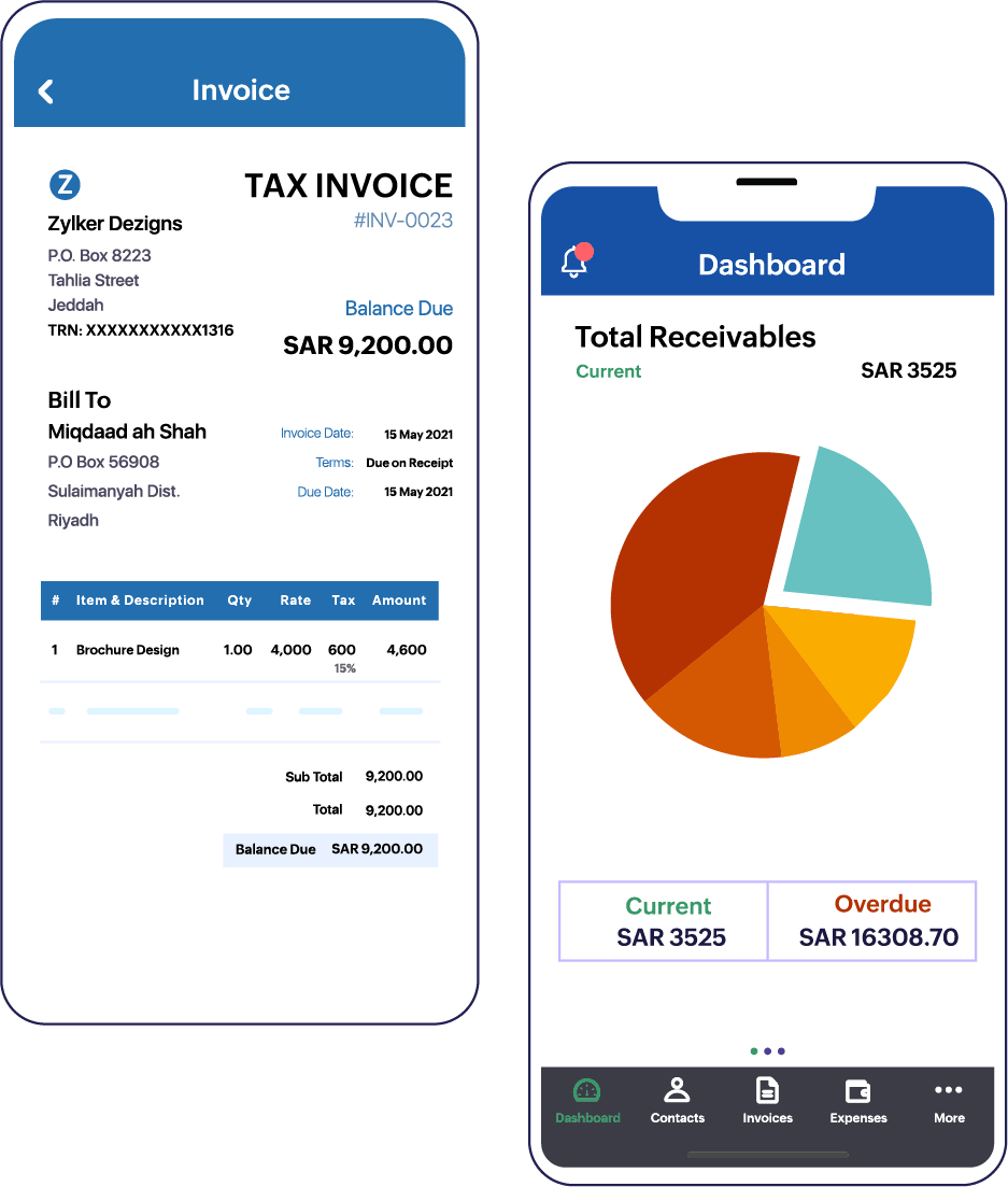 Create invoices and get real-time updates directly from Zoho Invoice mobile app