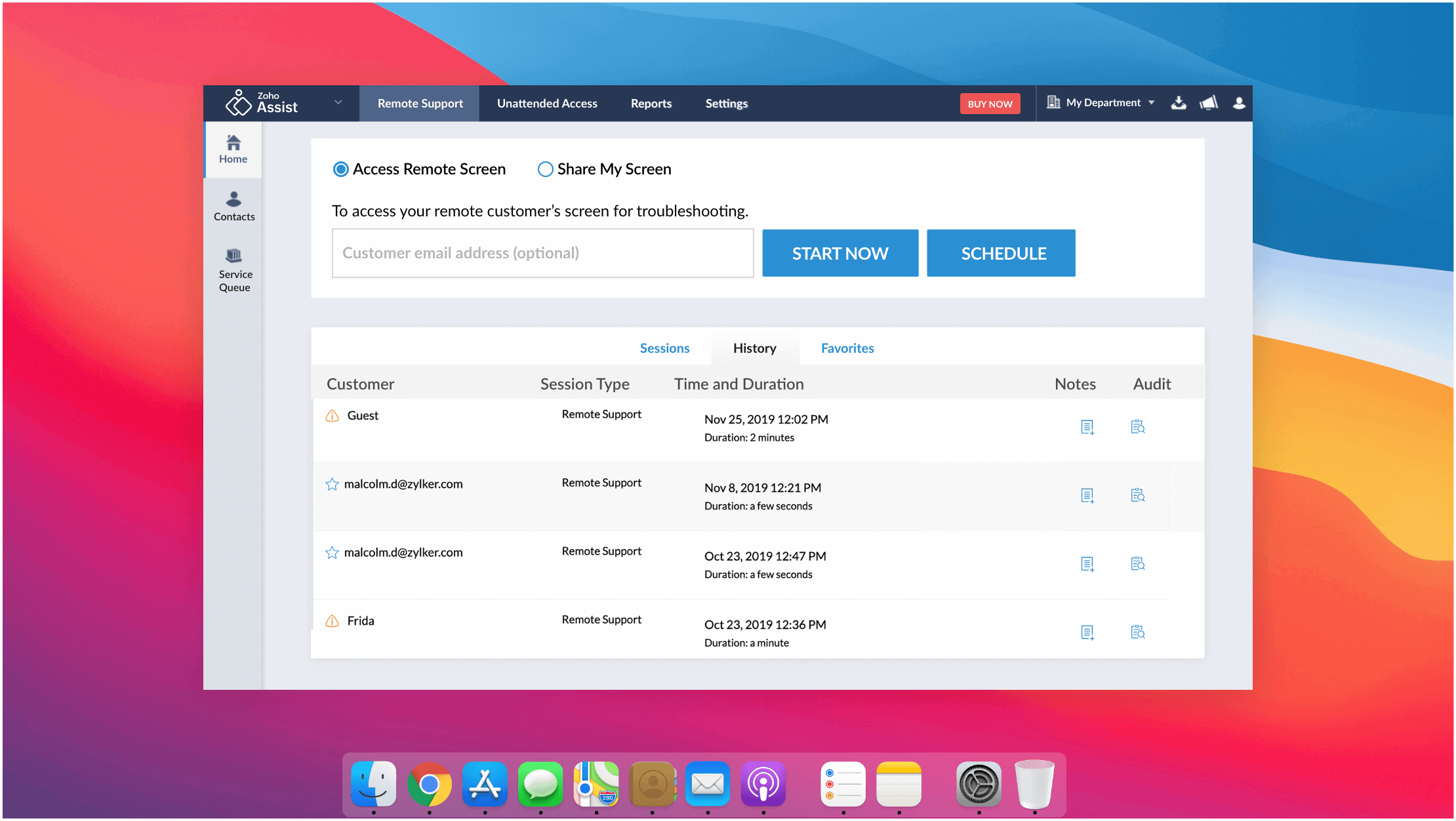 Logiciel de gestion à distance pour Mac - Zoho Assist