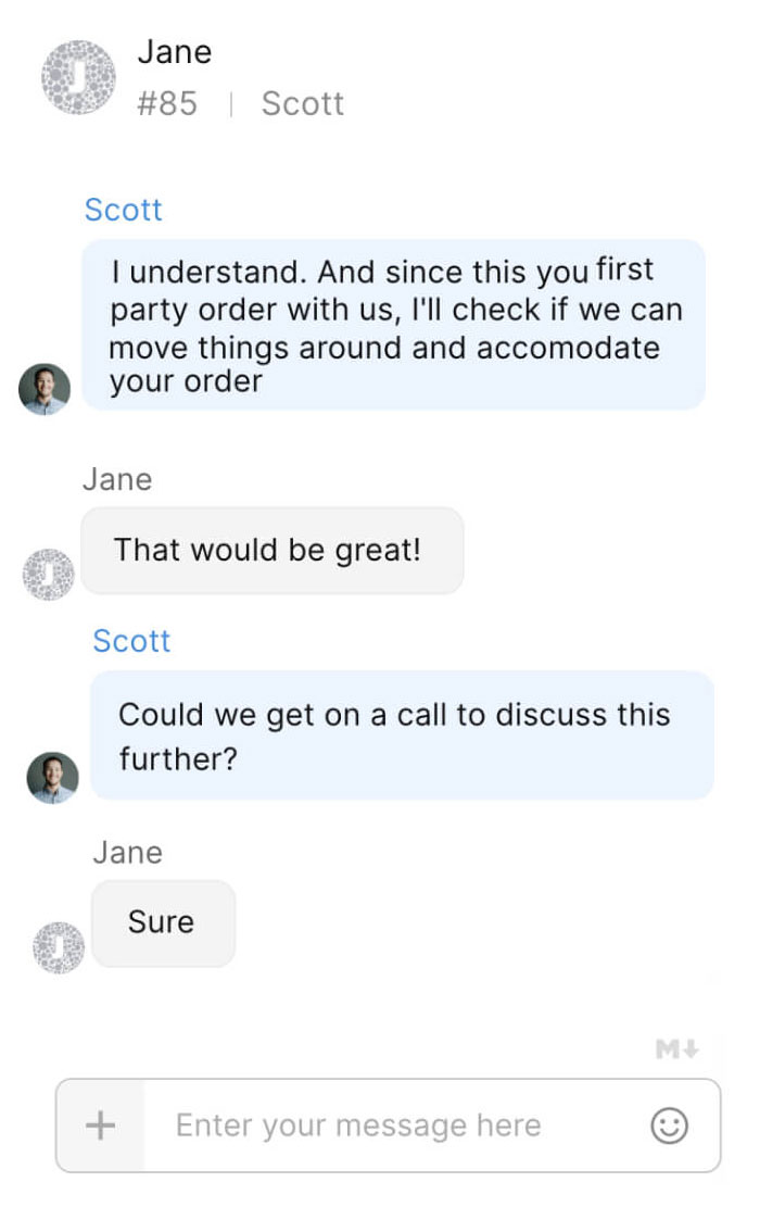 Audio call for live chat