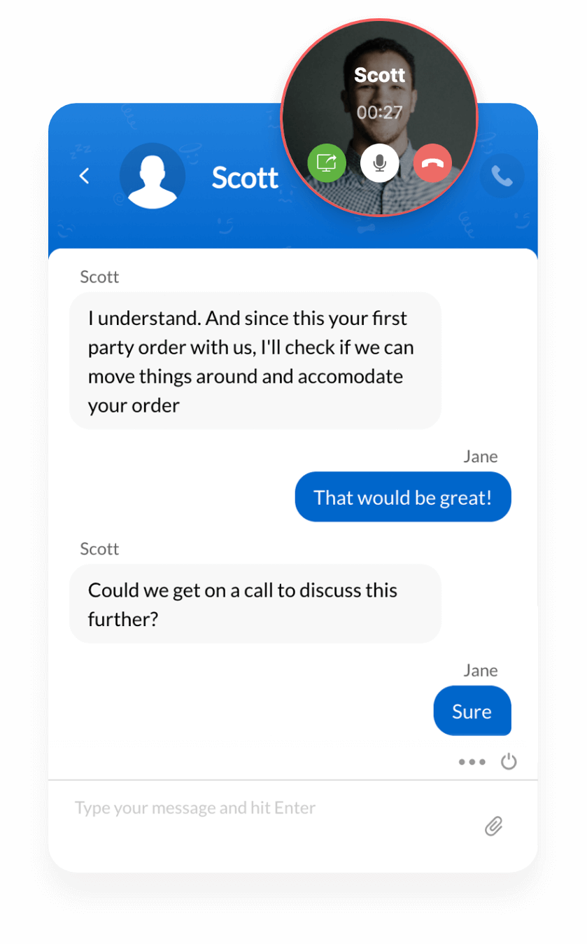 Audio call for live chat