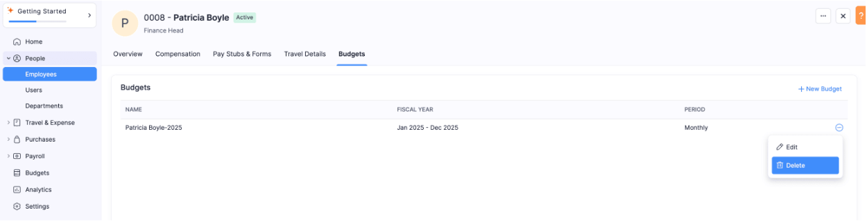 Delete Employee Budget
