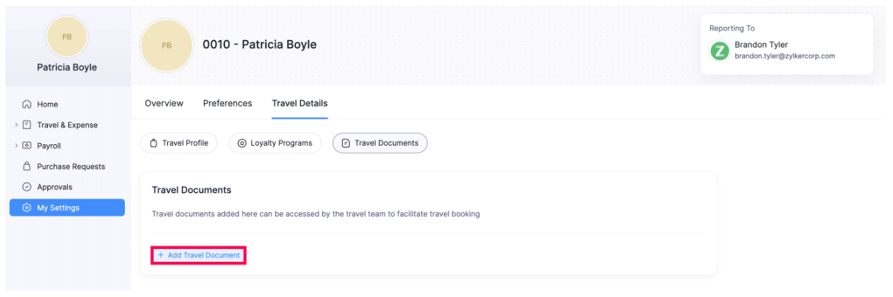 Add Travel Documents