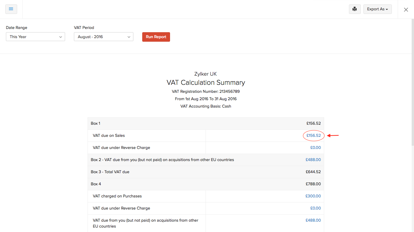 VAT Calculation Summary