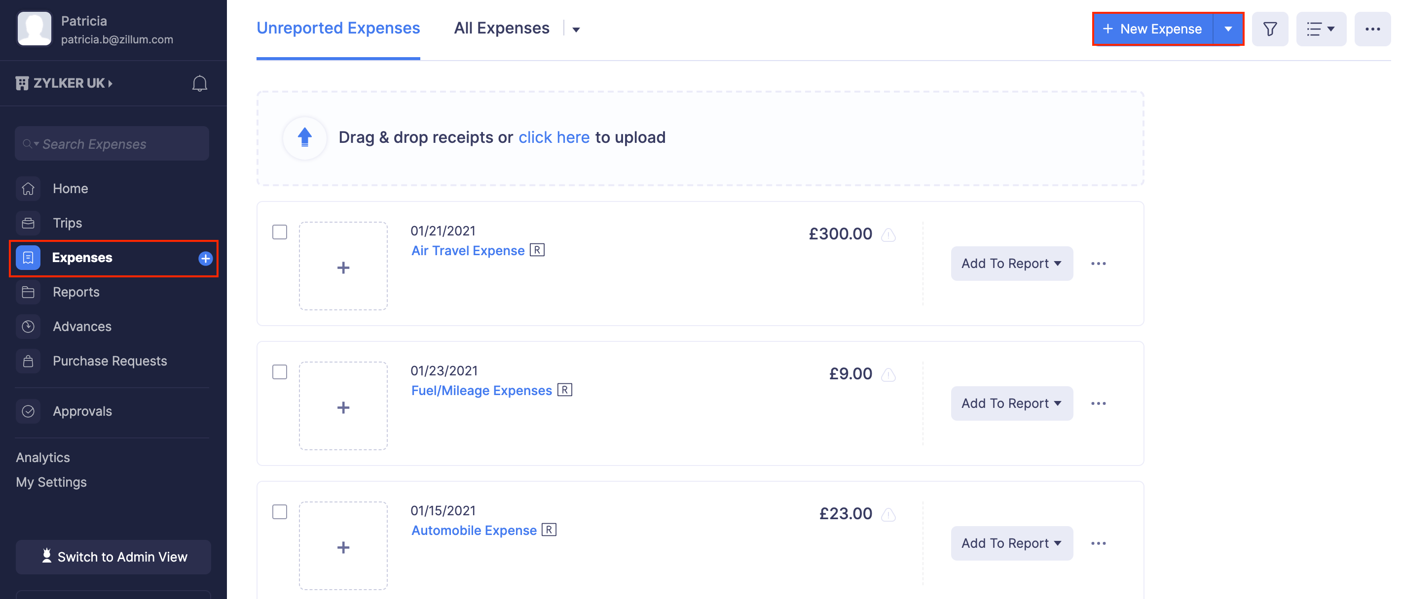 Apply VAT to Expenses