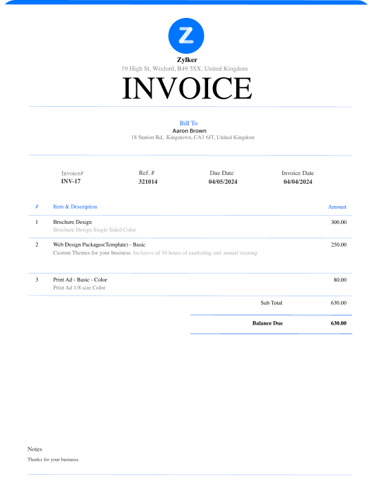 simple invoice template