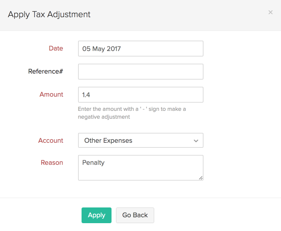 Apply tax adjustment