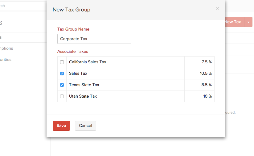 Add Tax group