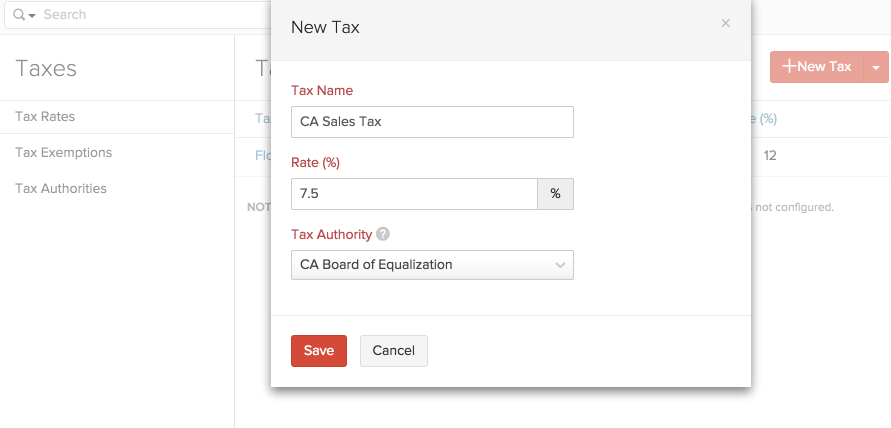Add taxes in Zoho Books